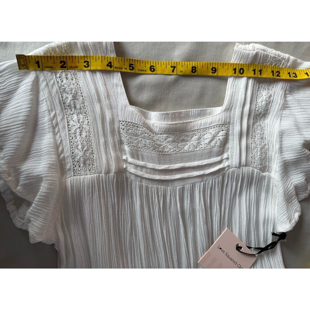 Love Squared Girls Size 8 White Dress Short Sleeve with Ruffle Detail NWT - Picture 5 of 9